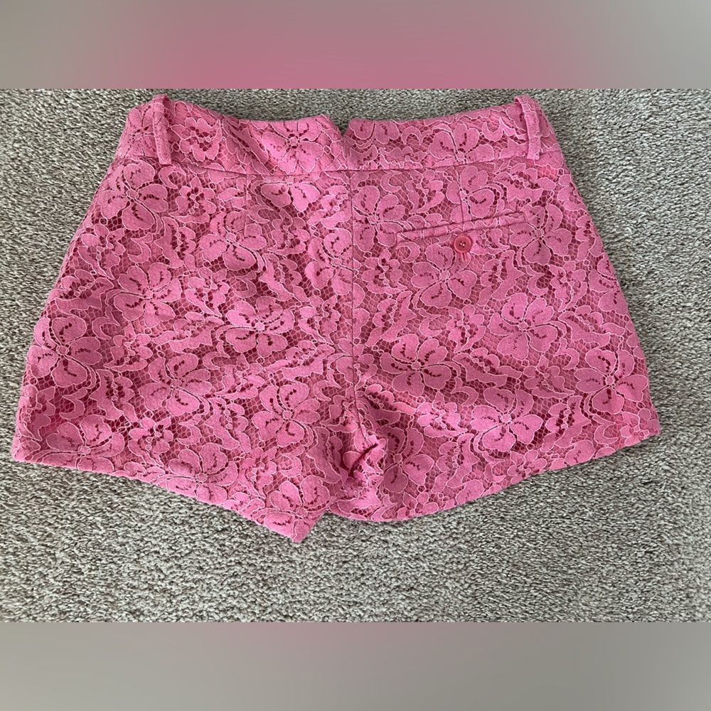 Lace High-Waist Pink Women's Shorts - Picture 4 of 14